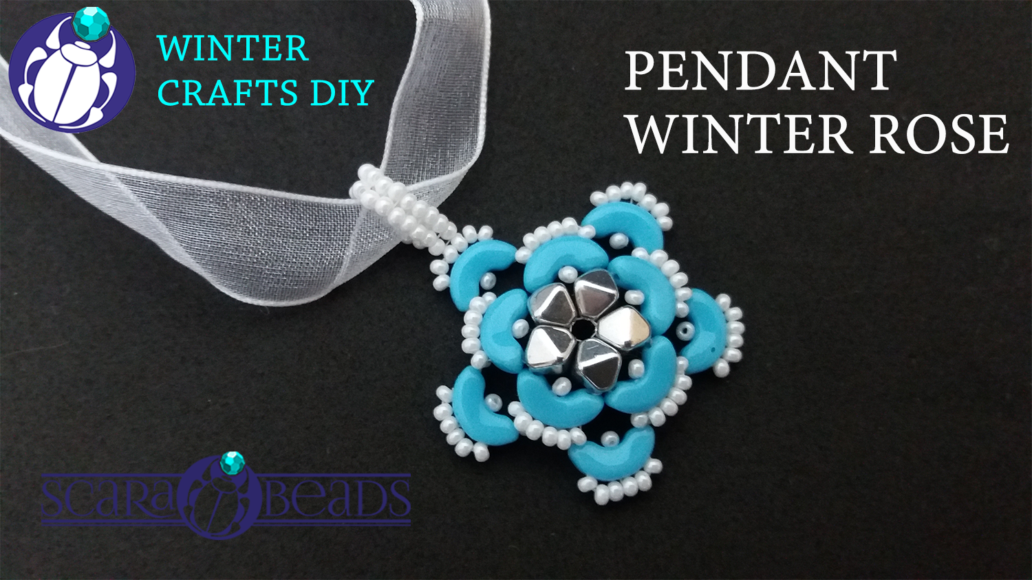 DIY: Beaded Pendant Winter Rose made of Arcos par Puca