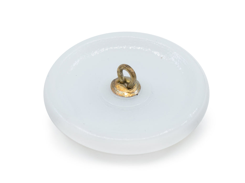 1 pc Tschechischer Glasknopf handbemalt, Größe 12 (27.0 mm | 1 1/16''), Veilchen auf Weiß, Tschechisches Glas
