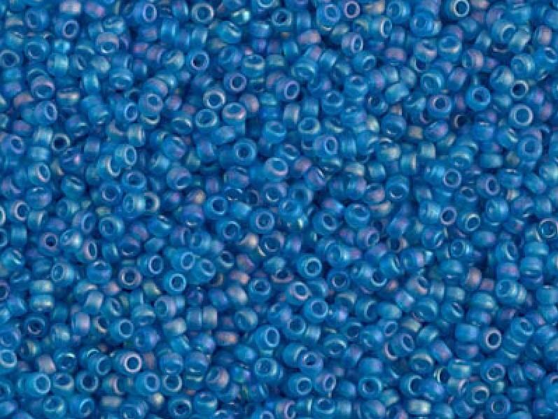Rocailles 15/0 Transparent Blau Capri mattiert AB Japanische Glasperlen Miyuki Farbe_Blue Farbe_ Multicolored