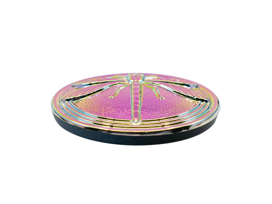 1 pc Tschechischer Glasknopf handbemalt, Größe 14 (31.5 mm | 1 1/4''), Jet Glasmalerei Lila Grün, Tschechisches Glas