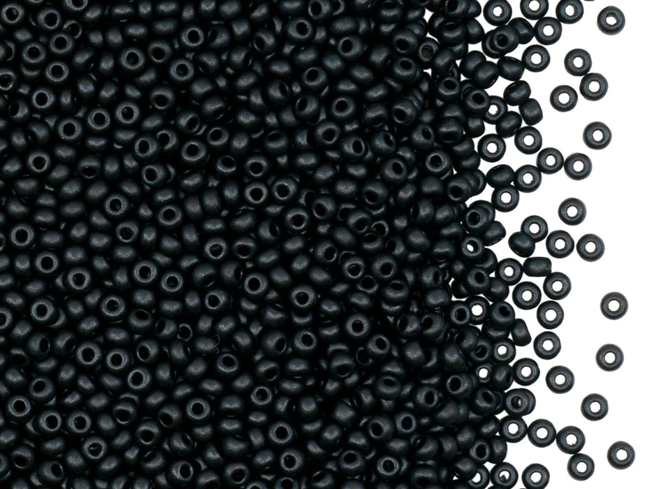 Rocailles 11/0 Schwarz Micka matt Tschechisches Glas  Color_Black