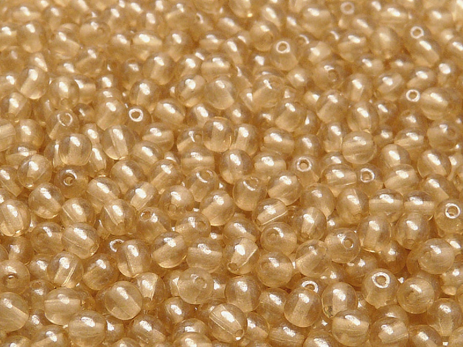 Runde Perlen 4 mm Kristall Champagne Luster Tschechisches Glas  Beige