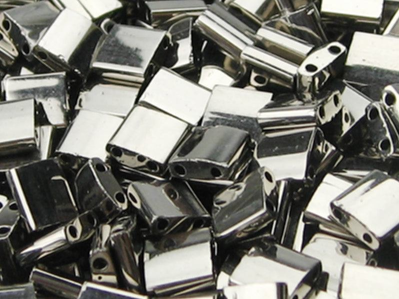 Tila™ Glasperlen  5x5 mm 2-Loch  Vernickelt Japanische Glasperlen Miyuki Farbe_Silver