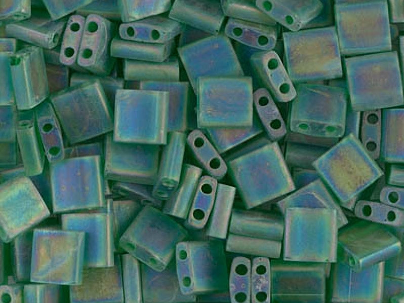 Tila™ Glasperlen  5x5 mm 2-Loch  Transparent Grün mattiert AB Japanische Glasperlen Miyuki Farbe_Green Farbe_ Multicolored