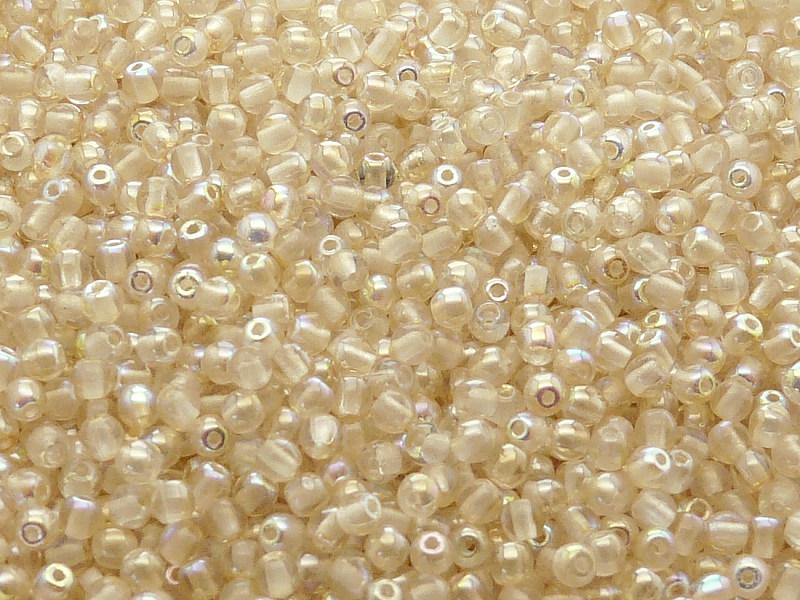 100 St. Gepresste Perlen rund 3mm, Kristall Gelb Enb, Tschechisches Glas