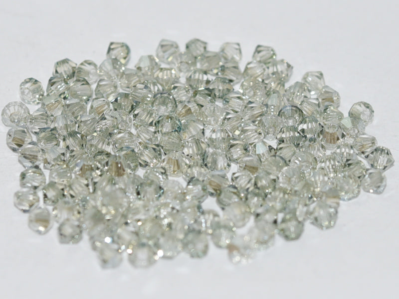 144 pcs MC (machine cut) Perlen 4 mm Kristall Viridian Tschechisches Glas Farbe_Clear Farbe_ Grey