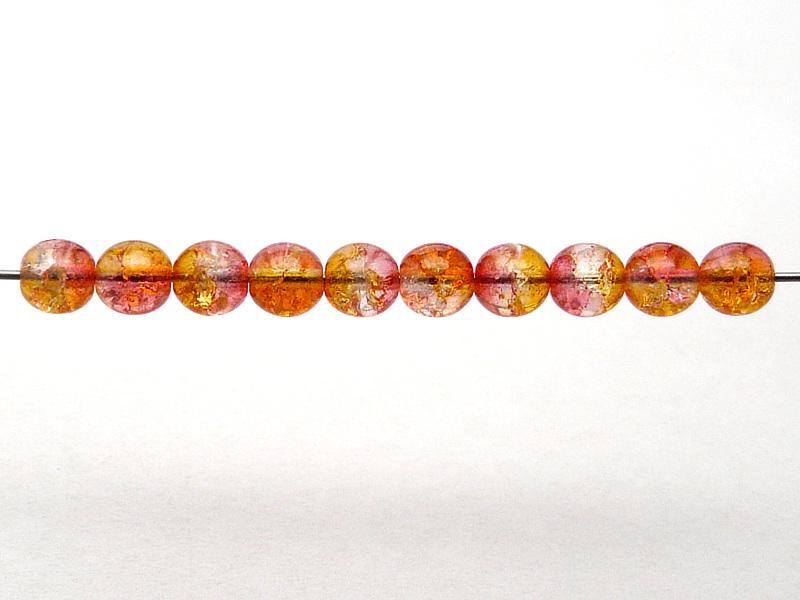 50 St. Runde Perlen 6 mm, Crystal Red orange Two Tone Luster, Böhmische Glas