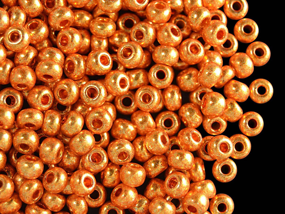 20 g 6/0 Rocailles Preciosa Ornela, Gelb Gold Metallic, Tschechisches Glas