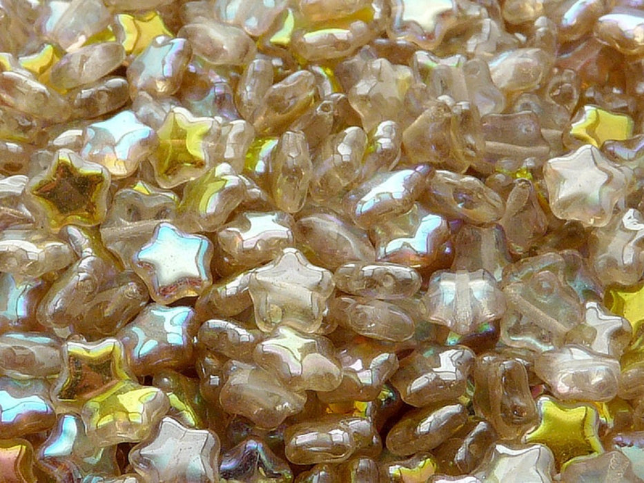 50 pcs 50 pcs Star Beads 8 mm Crystal Lemon Rainbow Czech Glass Yellow Multicolored