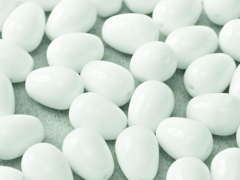 Glastropfen 11x8mm Kreideweiß Tschechisches Glas Farbe_White