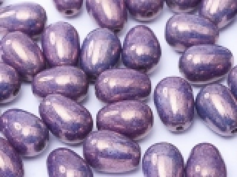 Glastropfen 11x8mm Kreideweiß Lila Vega Luster Tschechisches Glas Farbe_Purple