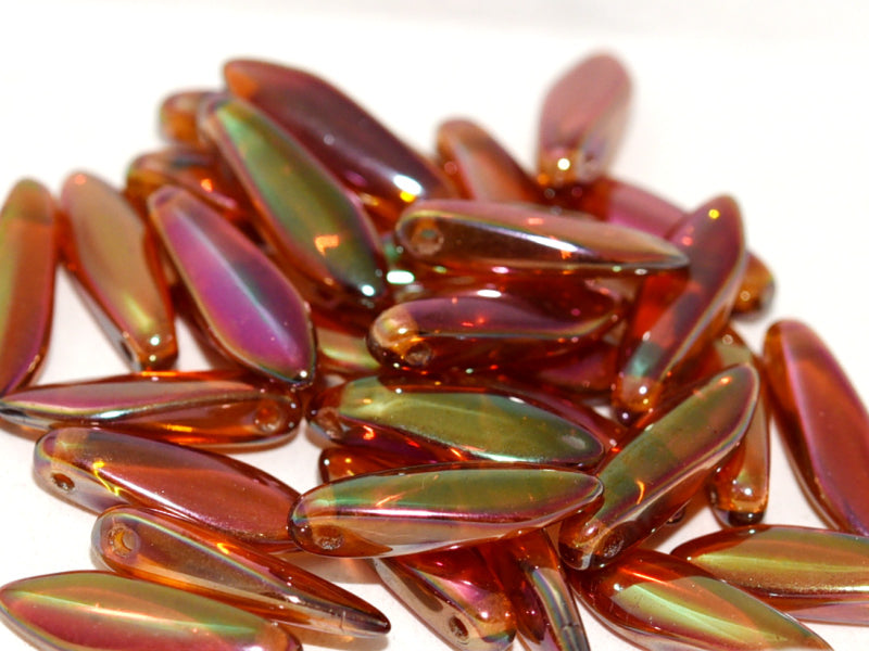 Dolchperlen 5x16 mm Topas Apricot Medium voll Tschechisches Glas Farbe_Multicolored