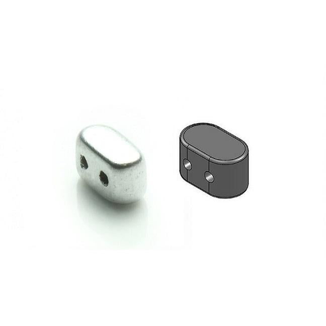 50 St. Ios® par Puca® Perlen, Kleiner Ziegel 2,5x5,5mm mit zwei Löchern,Silber matt (Kristall Bronze Aluminium)