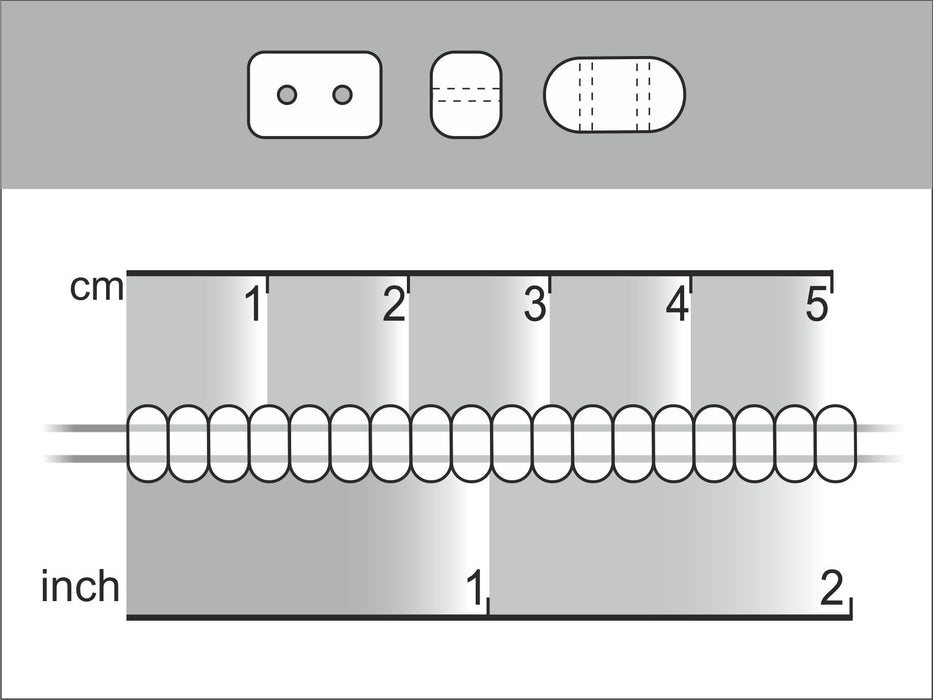 50 St. Ios® par Puca® Perlen, Kleiner Ziegel 2,5x5,5mm mit zwei Löchern, Undurchsichtige Weiße Lüster