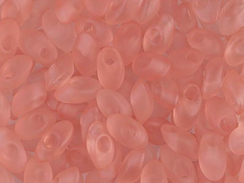 Lange Magatama Perlen 4x7 mm Transparent Pfirsich matt Japanische Glasperlen Miyuki Pink