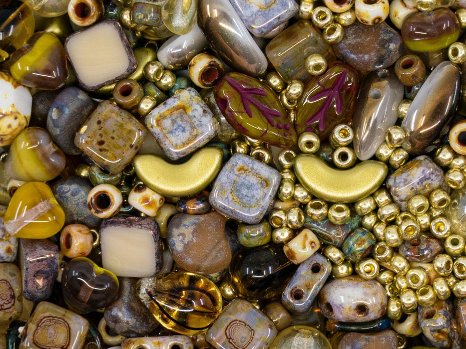 Glasperlen-Mix Olivbraun Tschechisches Glas  Farbe_Green Farbe_ Brown Farbe_ Multicolored