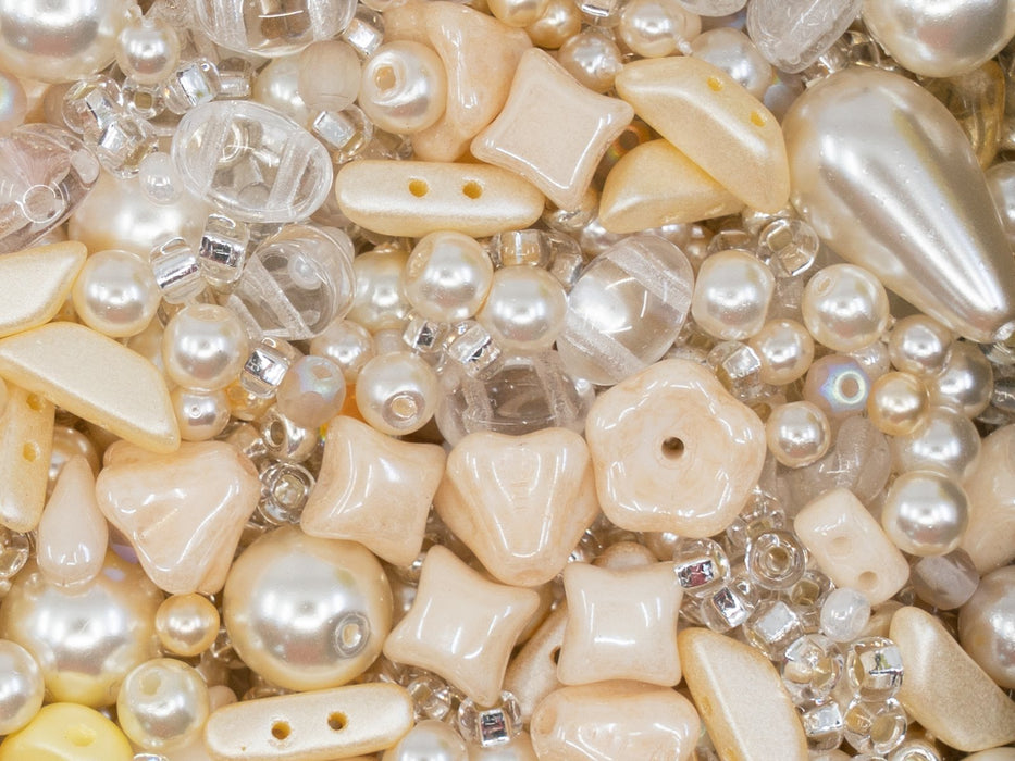 Glasperlen-Mix Muschel Tschechisches Glas  Farbe_Beige Farbe_ Multicolored
