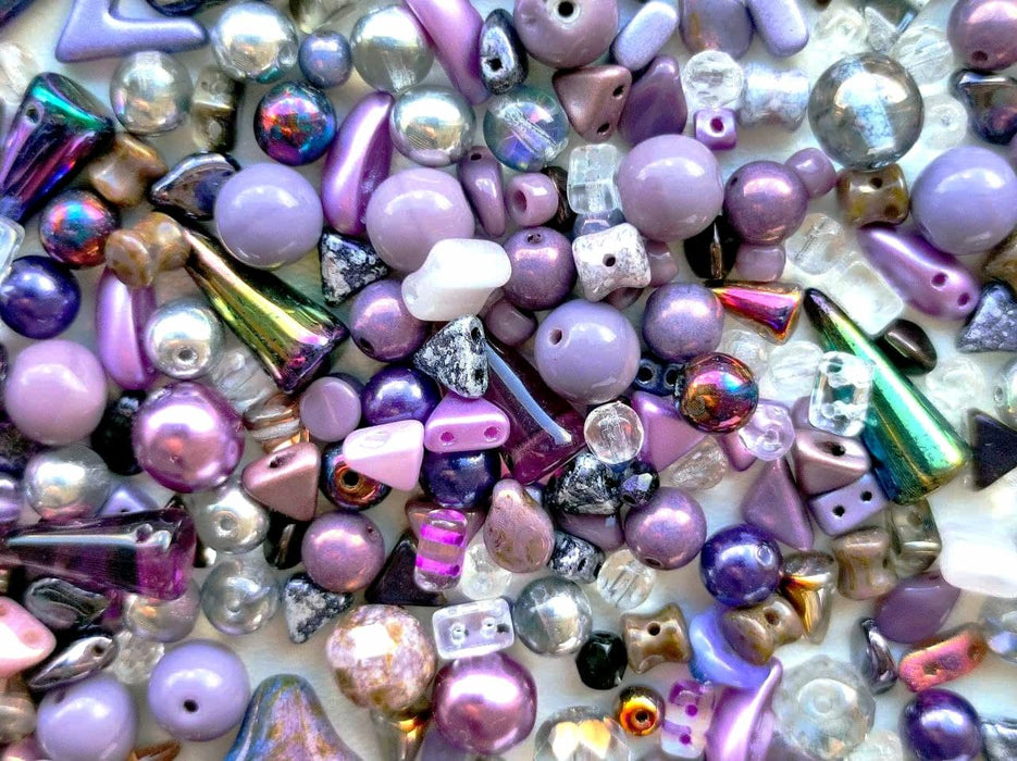 35 g Glasperlen-Mix, Lavendel-Nebel, Tschechisches Glas (Glass Bead Mix)