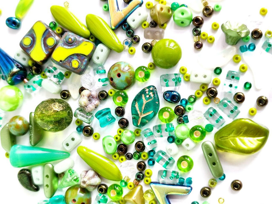35 g Glasperlen-Mix, Waldtöne, Tschechisches Glas (Glass Bead Mix)