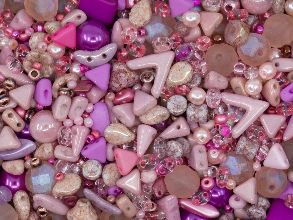 35 g Glasperlen-Mix, Rosa Pulver, Tschechisches Glas (Glass Bead Mix)