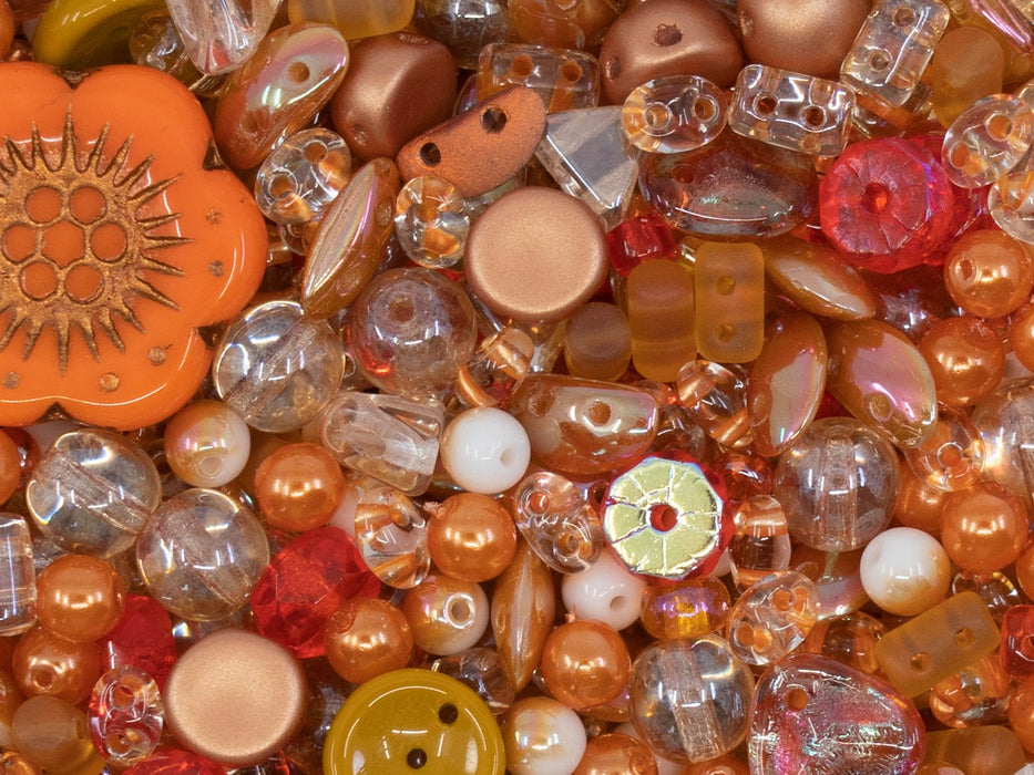 Glasperlen-Mix Marillenmarmelade Tschechisches Glas  Farbe_Orange Farbe_ Multicolored