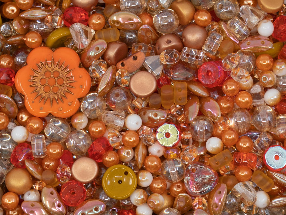 35 g Glasperlen-Mix, Marillenmarmelade, Tschechisches Glas (Glass Bead Mix)