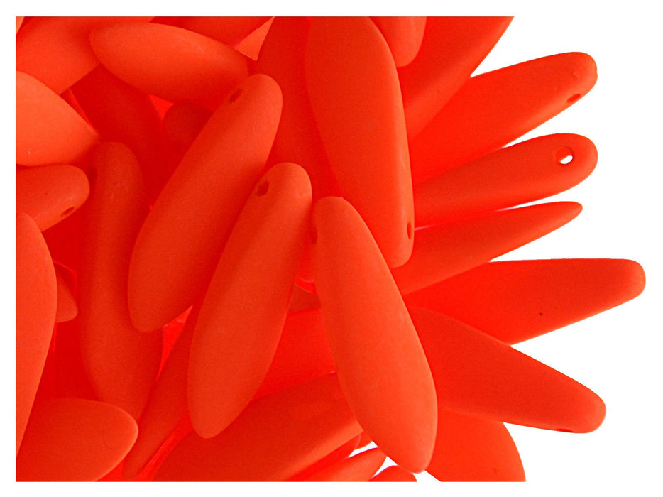 30 St. Dagger Kleine NEON ESTRELA Perlen 5x15mm, Böhmisches Glas, Orange