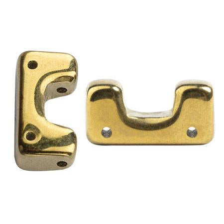 Telos® par Puca® Beads 12x6x3.5 mm, 4 Holes,  Full Dorado, Czech Glass