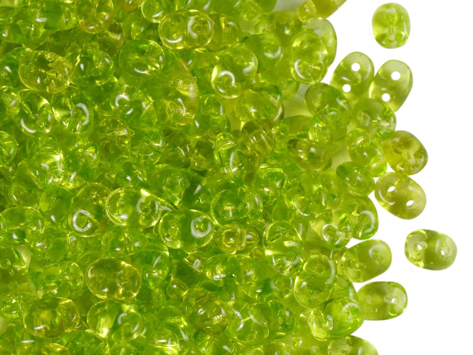 20 g SuperDuo Rocailles 2.5x5mm Zwei Löcher, Böhmisches Glas, Olivine