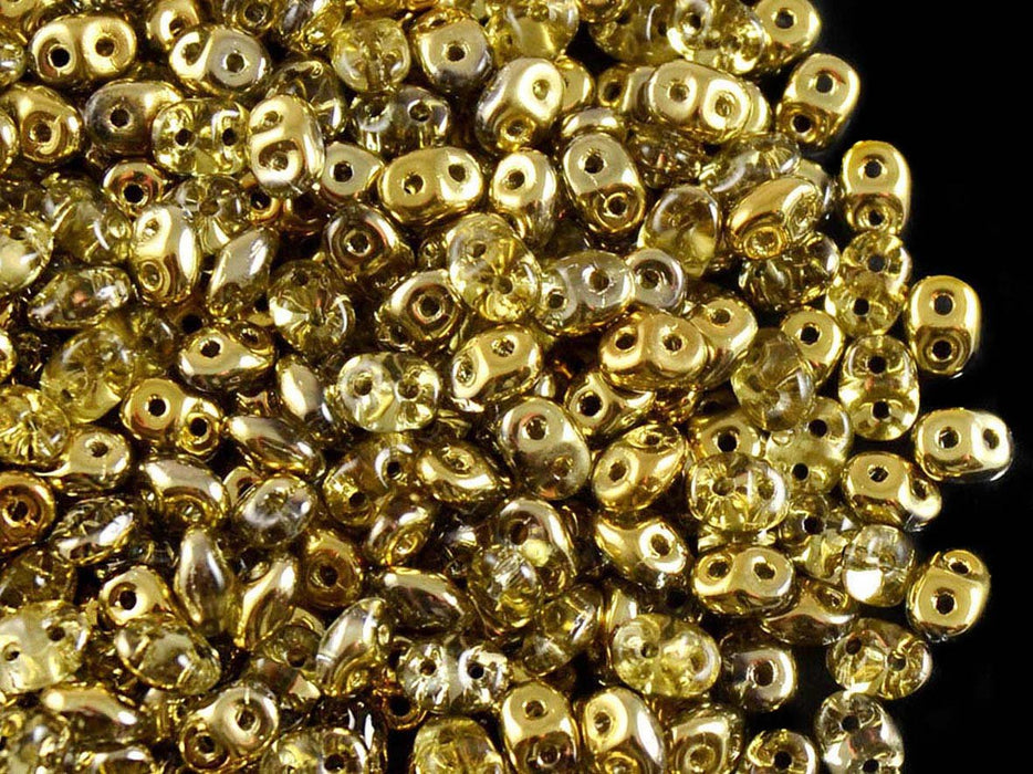 20 g SuperDuo Rocailles 2.5x5mm Zwei Löcher, Böhmisches Glas, Kristall voller Bernstein