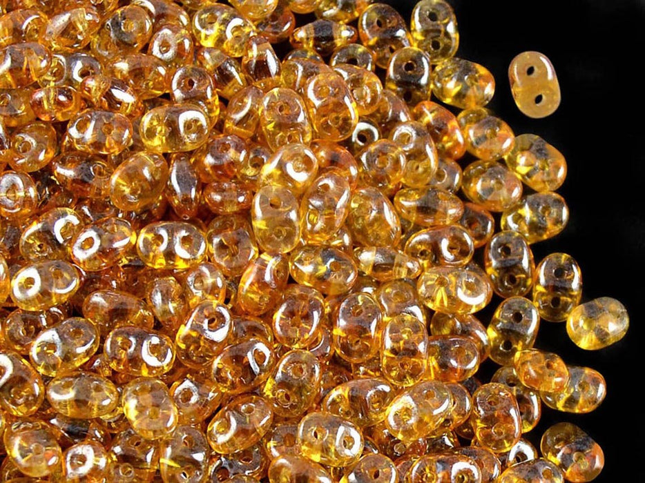 20 g SuperDuo Rocailles 2.5x5mm Zwei Löcher, Böhmisches Glas, Topas Weiß Luster