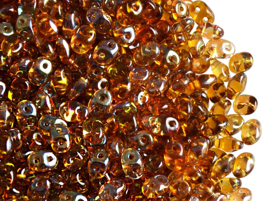 20 g SuperDuo Rocailles 2.5x5mm Zwei Löcher, Böhmisches Glas, Topas Celsian