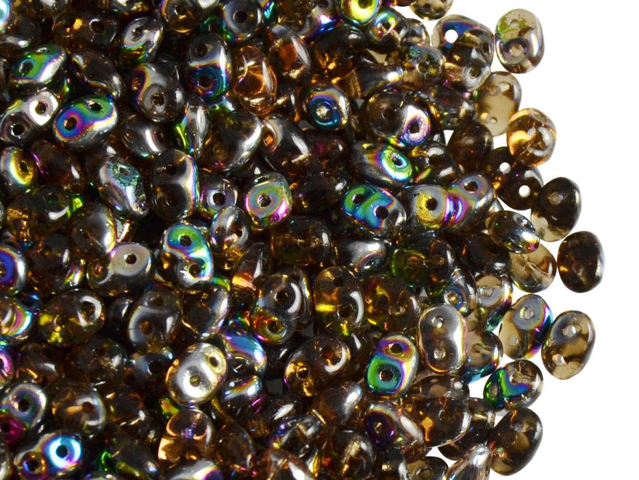 20 g SuperDuo Rocailles 2.5x5mm Zwei Löcher, Böhmisches Glas, Geräuchert Topas Vitrail