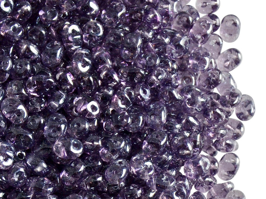 20 g SuperDuo Rocailles 2.5x5mm Zwei Löcher, Böhmisches Glas, Tansanit Weiß Luster