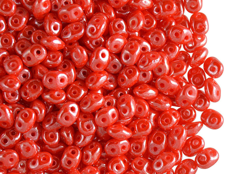 20 g SuperDuo Rocailles 2.5x5mm Zwei Löcher, Böhmisches Glas, Opaque Orange Weiß Glanz