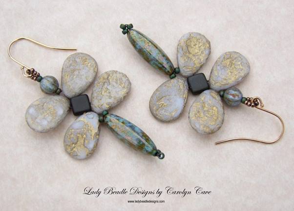 Dragonfly Earrings Free Tutorial with Anemone Petal Beads