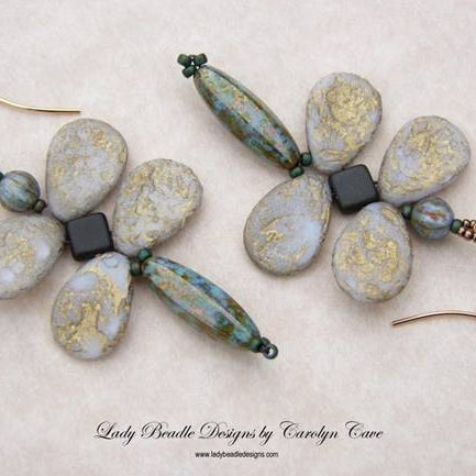 Dragonfly Earrings Free Tutorial with Anemone Petal Beads