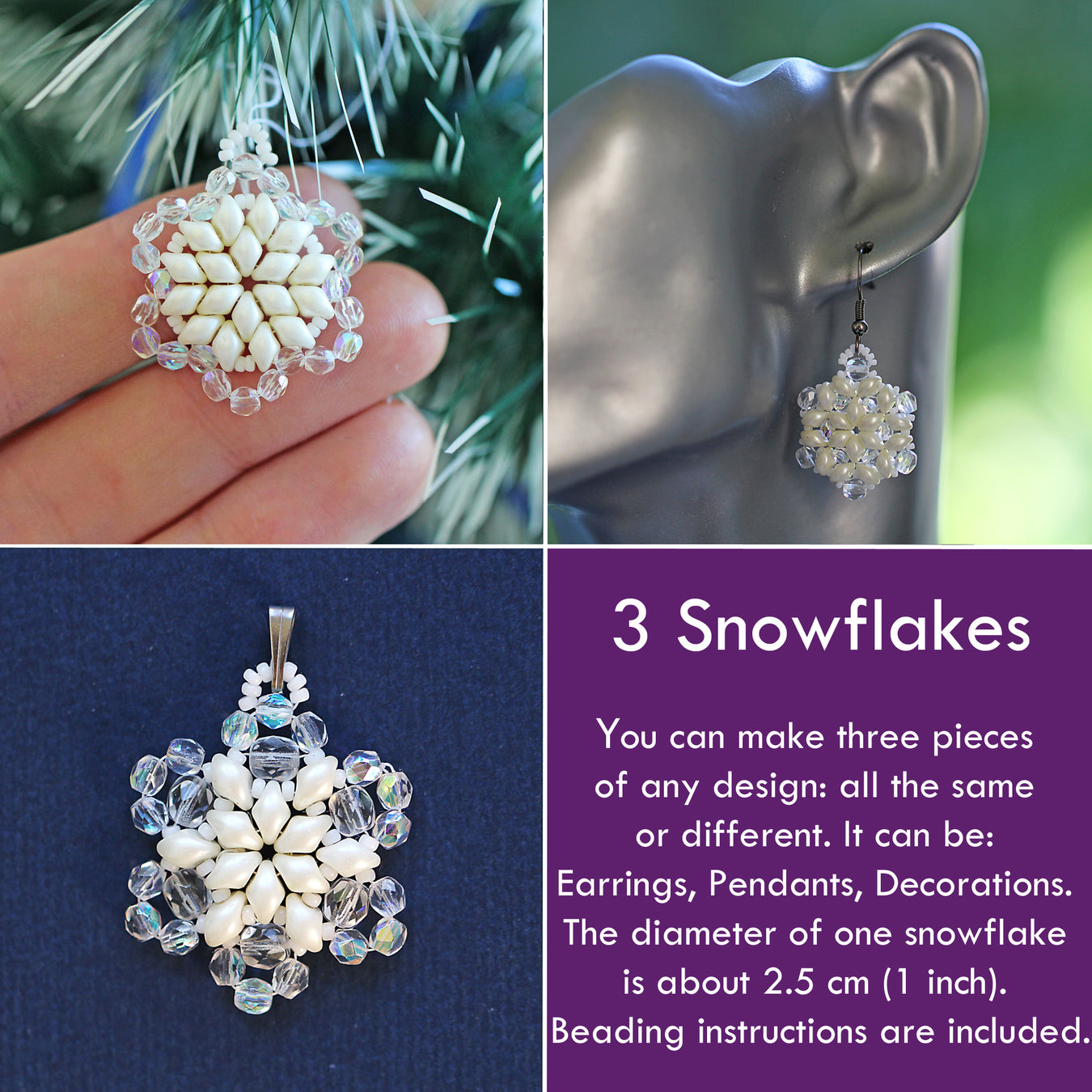 Perlenset "3 Schneeflocken"