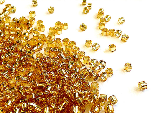 50 g Delica Glasperlen 11/0, Gold mit versilbertem Loch, Japanische Glasperlen Miyuki (Delica Seed Beads)