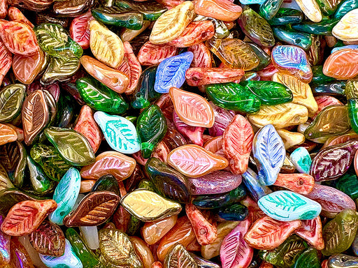 30 pcs Lorbeerblattperlen 6x12 mm, Mix, Tschechisches Glas (Bay Leaf Beads)
