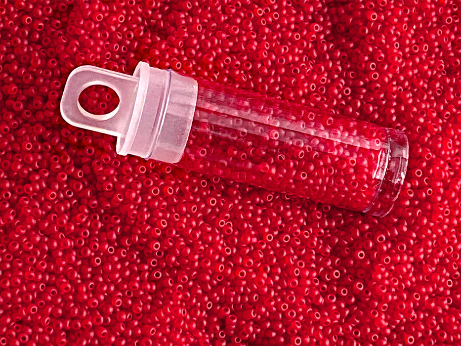 20 g Rocailles 13/0, Transparent Rubin Matt, Tschechisches Glas (Rocailles)