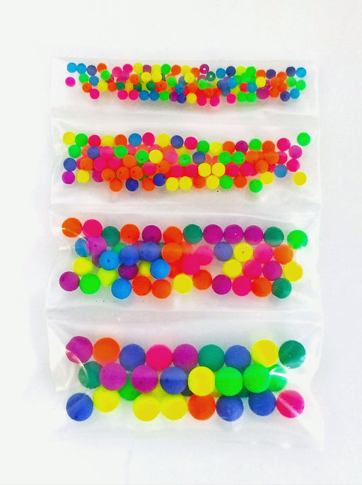 1 St. Runde Gepresste Perlen Set rund 3mm, 4mm, 6mm, 8mm, Mix (UV Active), Tschechisches Glas