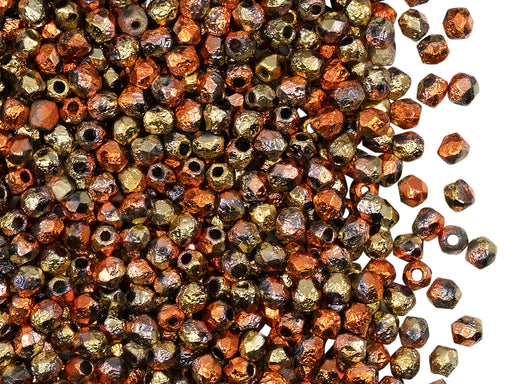 100 St. Fire Polished facettierte Glasperlen Rund 3mm, Kristall, geätzt, Kalifornischer Goldrausch, Tschechisches Glas