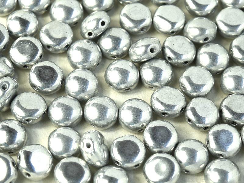 Tschechische Glasperlen PRECIOSA Candy™ 8mm 2 Loch Kristall Labrador voll Tschechisches Glas Farbe_Silver