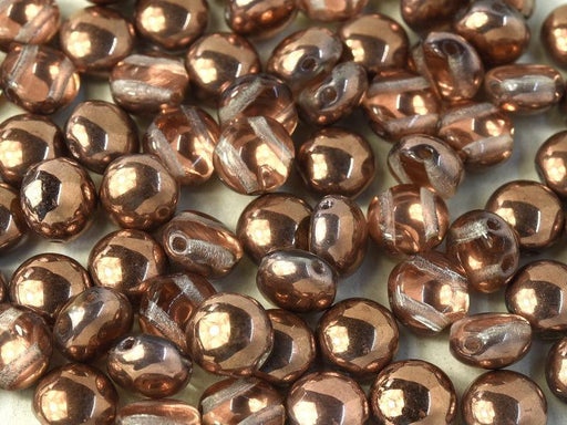 Tschechische Glasperlen PRECIOSA Candy™ 8mm 2 Loch Kristall Capri Gold Tschechisches Glas Farbe_Gold