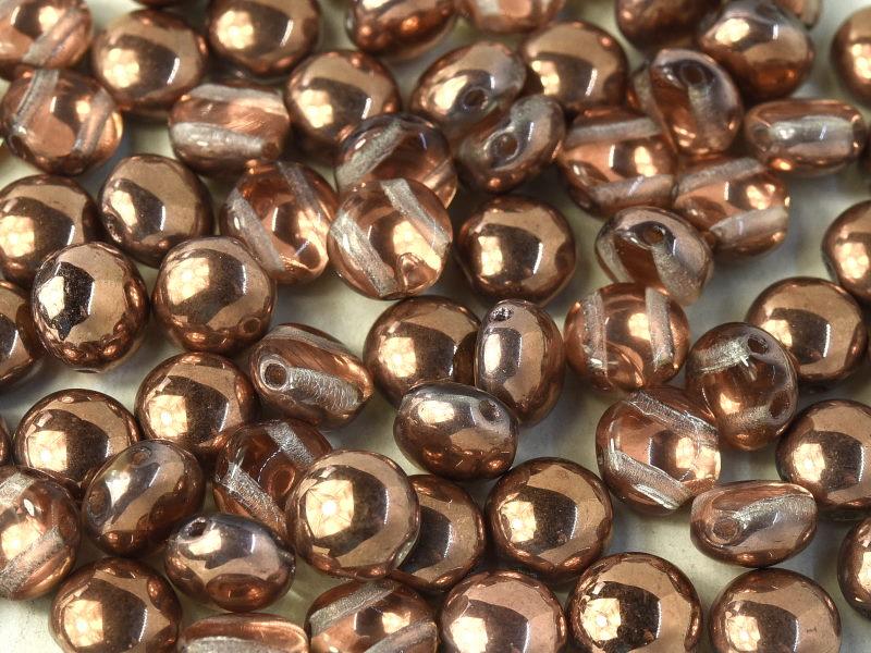 Tschechische Glasperlen PRECIOSA Candy™ 8mm 2 Loch Kristall Capri Gold Tschechisches Glas Farbe_Gold
