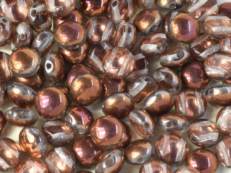 Tschechische Glasperlen PRECIOSA Candy™ 8mm 2 Loch Kristall Sunset Tschechisches Glas Farbe_Orange
