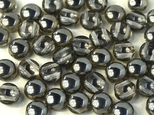 Tschechische Glasperlen PRECIOSA Candy™ 8mm 2 Loch Kristall Chrome Tschechisches Glas Farbe_Silver