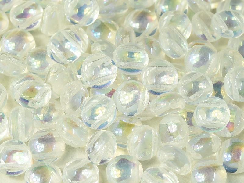 Tschechische Glasperlen PRECIOSA Candy™ 8mm 2 Loch Kristall AB Tschechisches Glas Farbe_Clear Farbe_ Multicolored