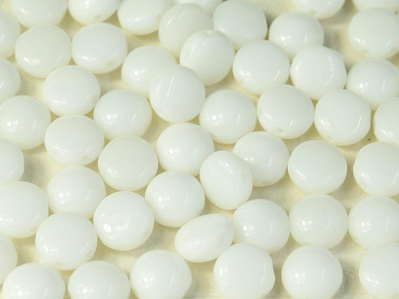 Tschechische Glasperlen PRECIOSA Candy™ 8mm 2 Loch Kreideweiß Tschechisches Glas Farbe_White